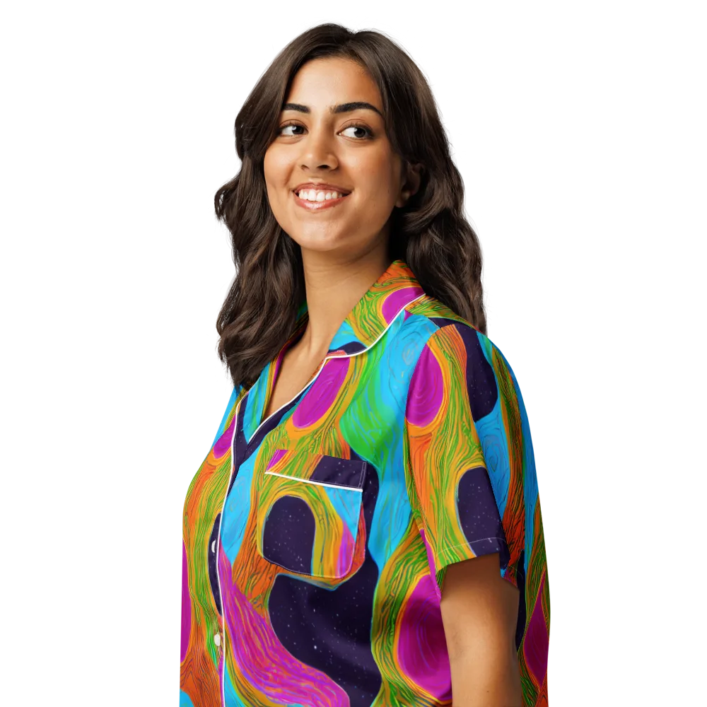 Galactic Harmony on Women's Short Sleeve Pajama Top — Left Front