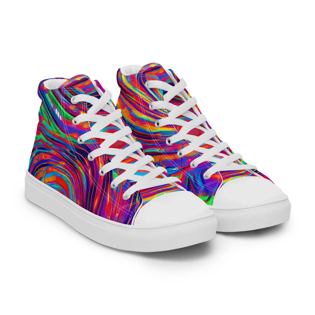 Quantum Spiral on Men's High Top Canvas Shoes — Right Front