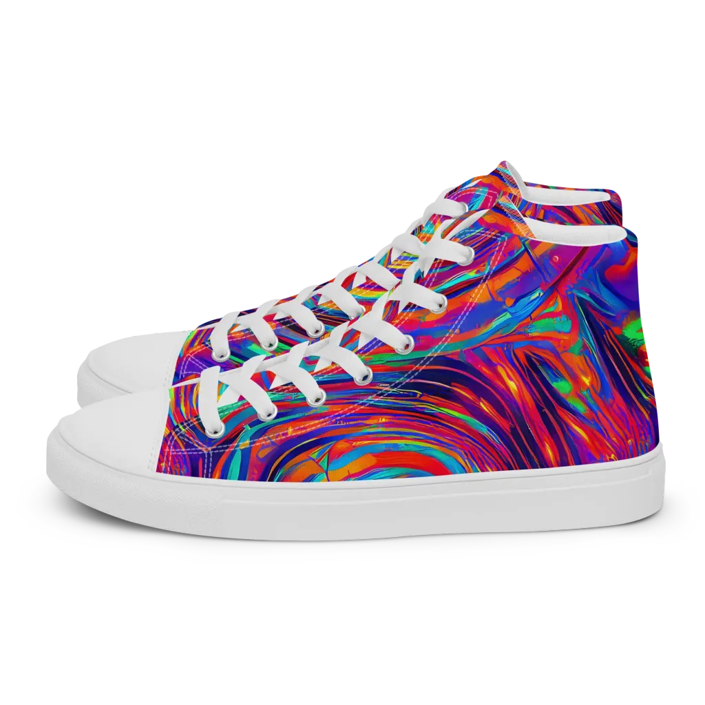 Quantum Spiral on Men's High Top Canvas Shoes — Left