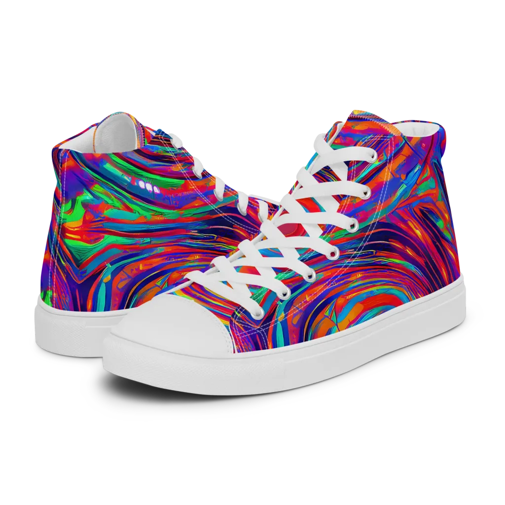 Quantum Spiral on Men's High Top Canvas Shoes — Left