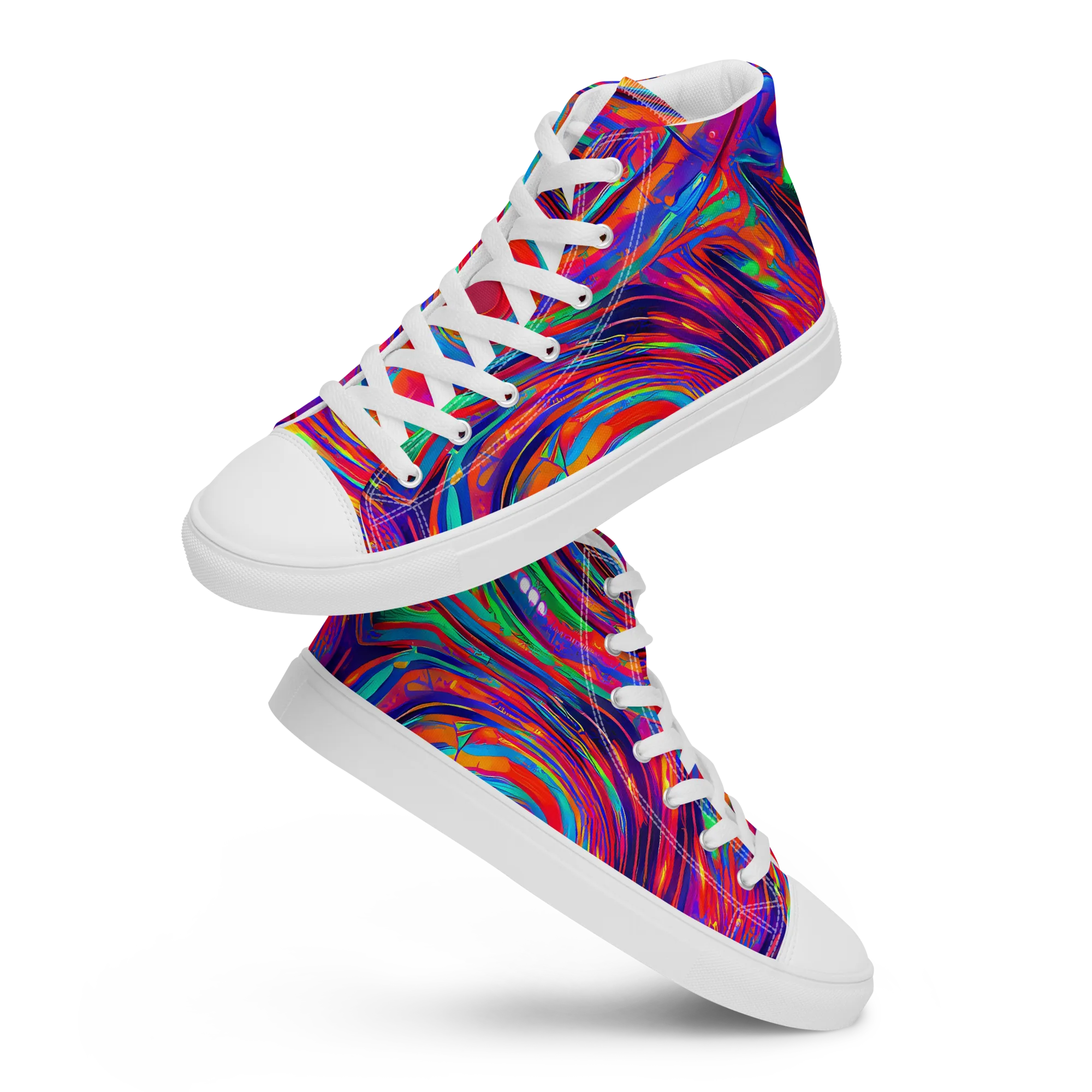 Quantum Spiral on Men's High Top Canvas Shoes — Front