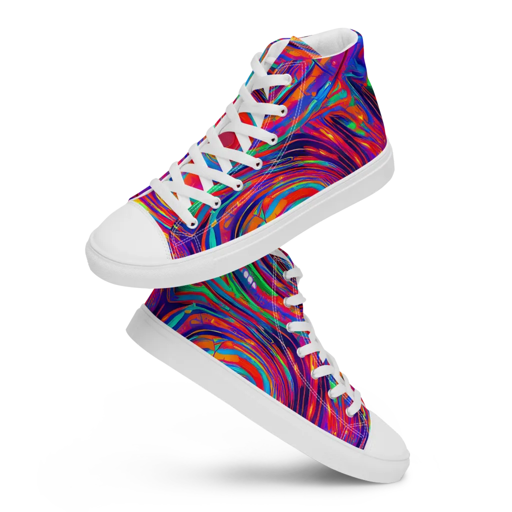 Quantum Spiral on Men's High Top Canvas Shoes — Front