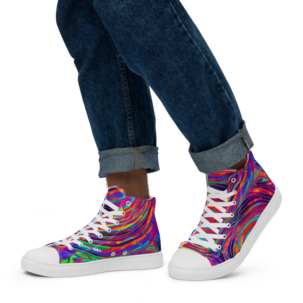 Quantum Spiral on Men's High Top Canvas Shoes — Left