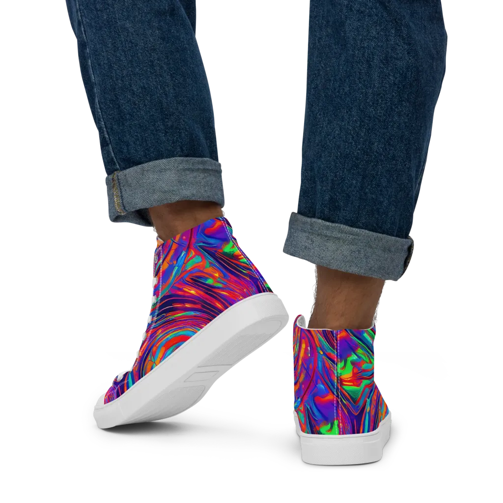 Quantum Spiral on Men's High Top Canvas Shoes — Back