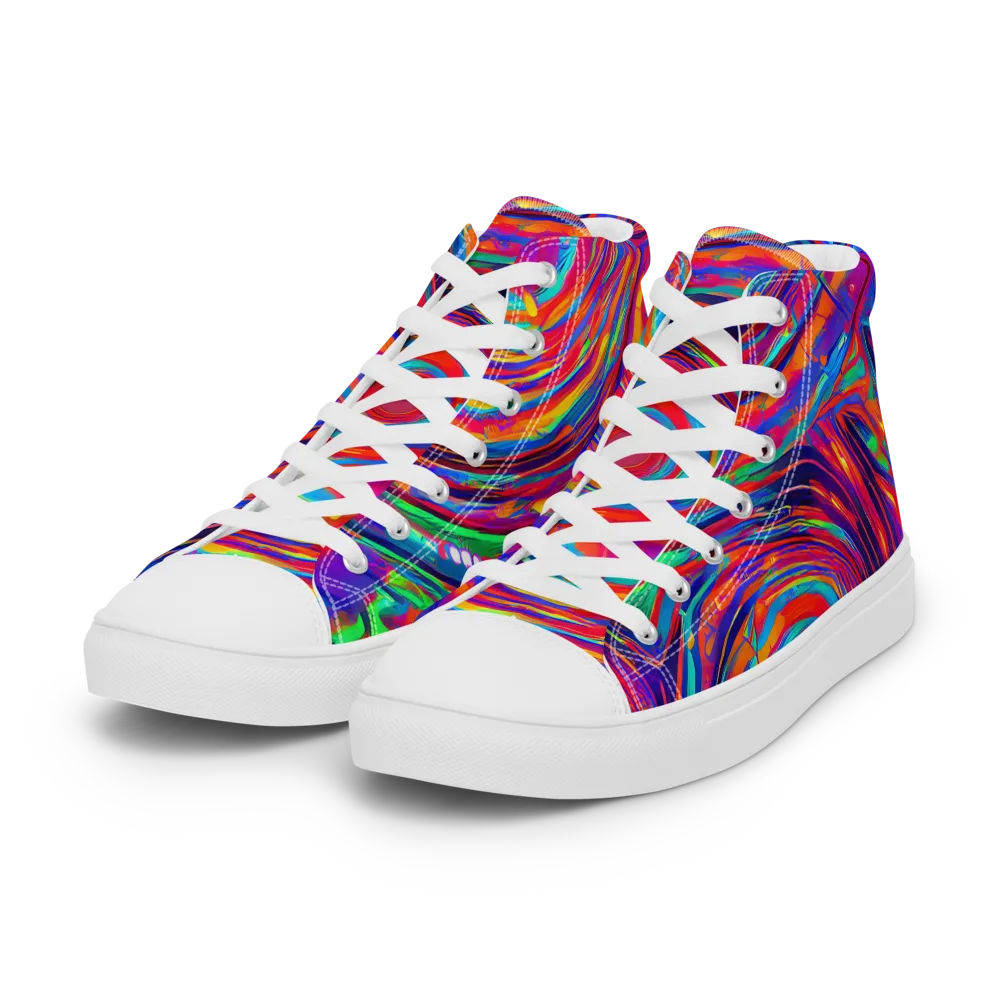 Quantum Spiral on Women's High Top Canvas Shoes — Left Front