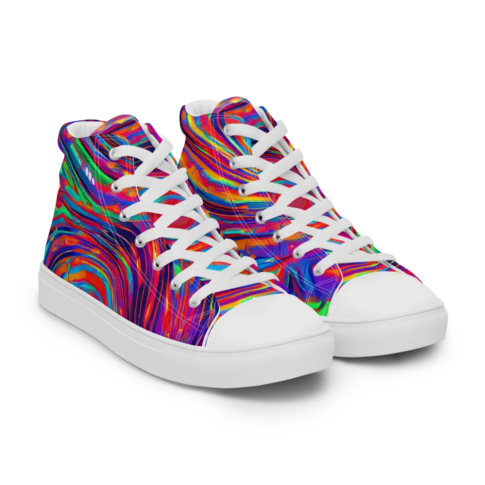 Quantum Spiral on Women's High Top Canvas Shoes — Right Front
