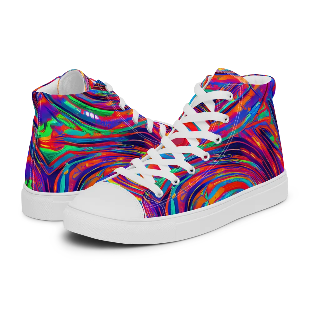 Quantum Spiral on Women's High Top Canvas Shoes — Left