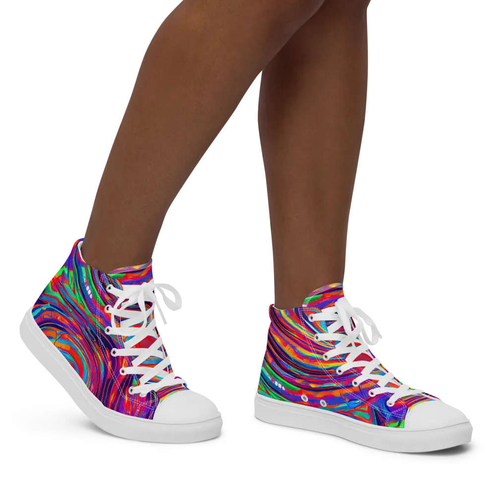Quantum Spiral on Women's High Top Canvas Shoes — Right