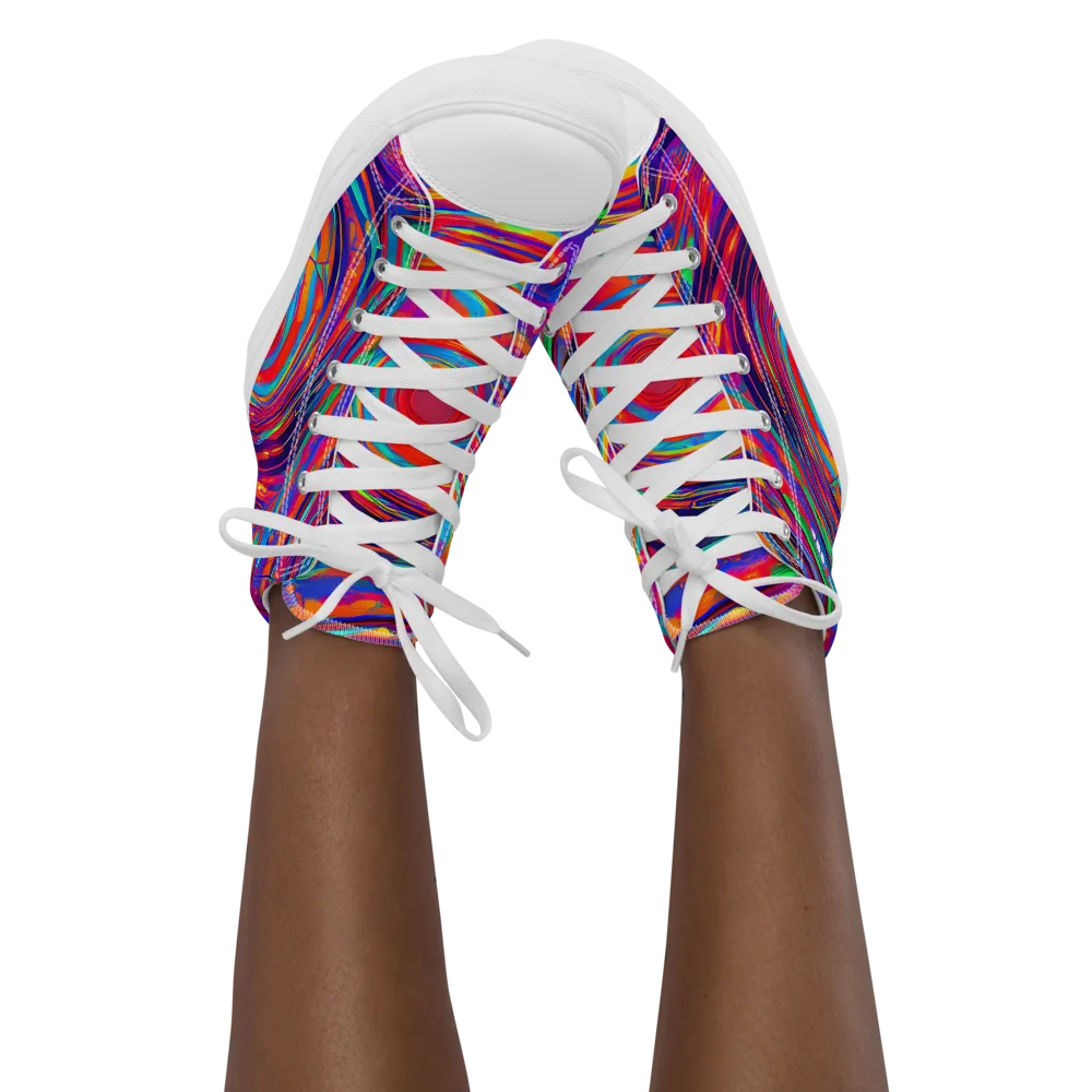 Quantum Spiral on Women's High Top Canvas Shoes — Front