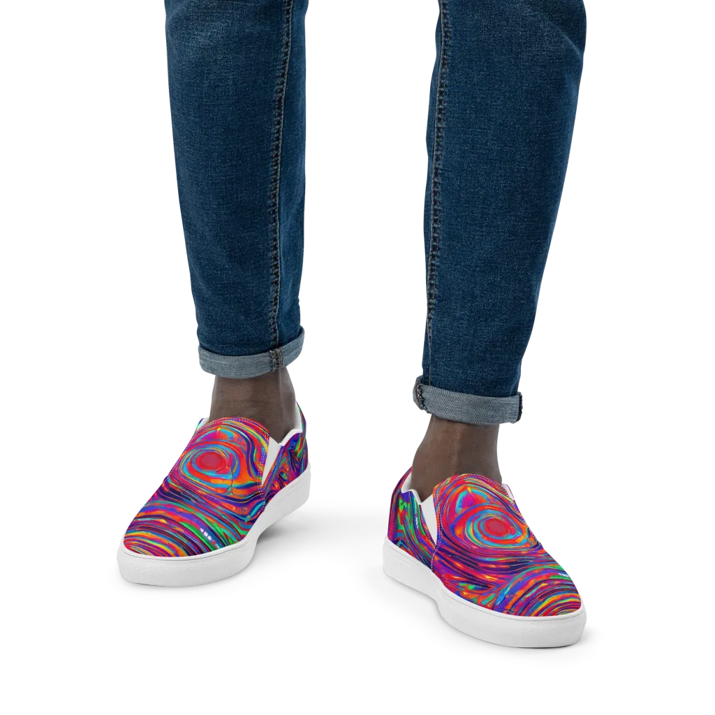Quantum Spiral on Men's Slip-On Canvas Shoes — Front