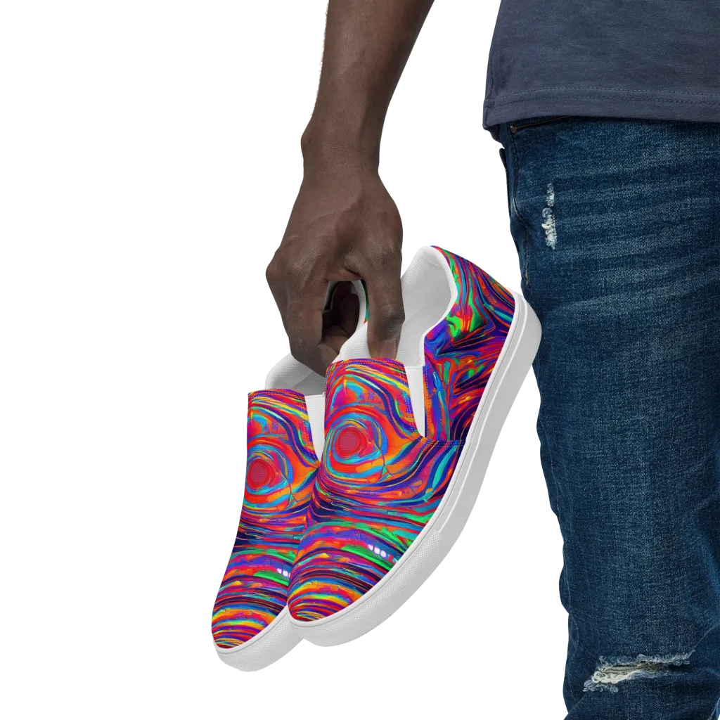 Quantum Spiral on Men's Slip-On Canvas Shoes — Left Front