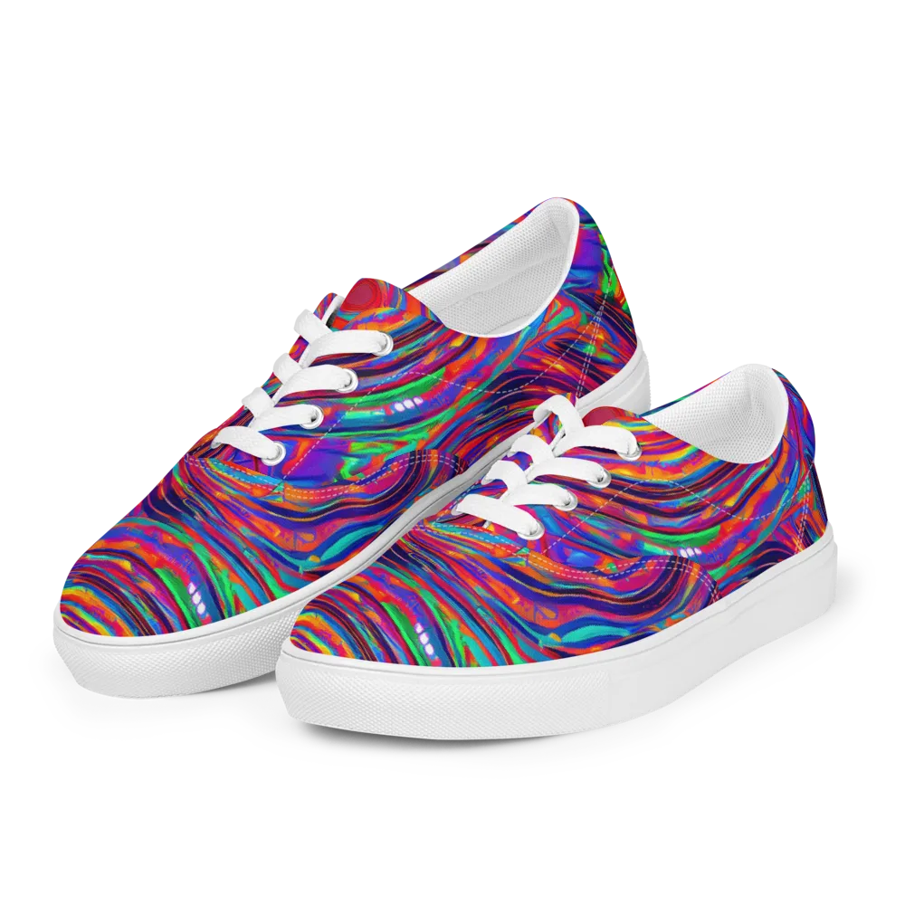 Quantum Spiral on Men's Lace-Up Canvas Shoes — Left Front