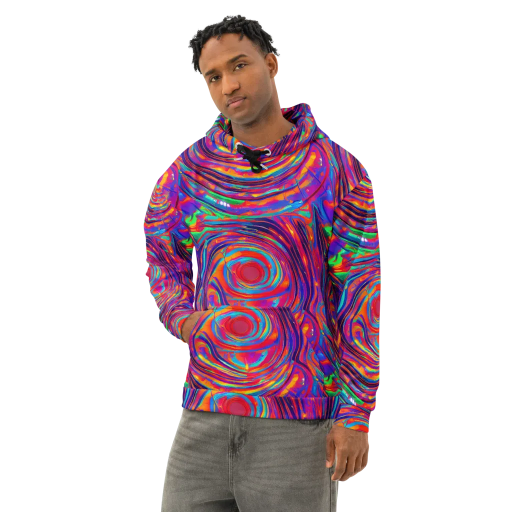 Quantum Spiral on Cotton Hoodie — Left Front