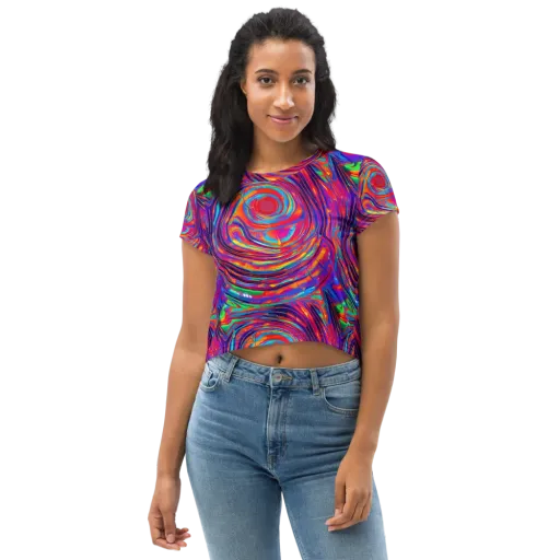 Quantum Spiral on a Crop Tee