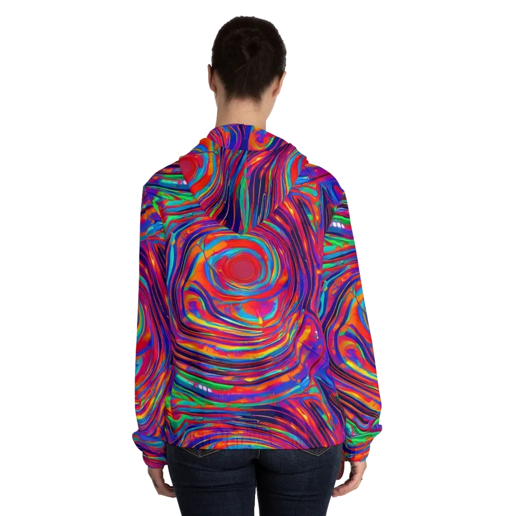 Quantum Spiral on Women's Full-Zip Hoodie — Back On Person