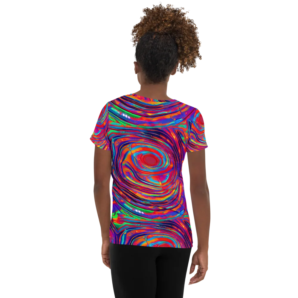 Quantum Spiral on Women's Athletic T-Shirt — Back