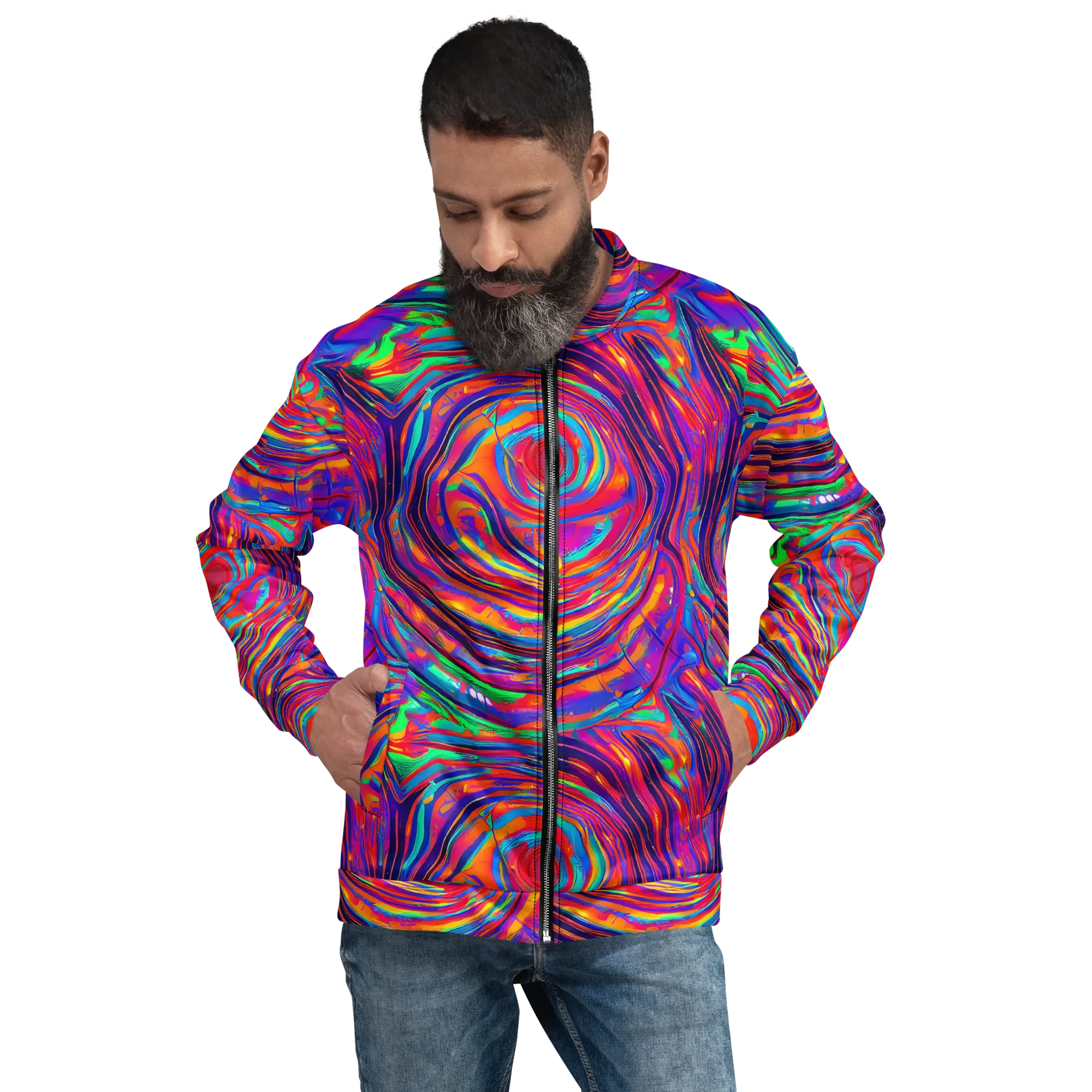 Quantum Spiral on Bomber Jacket — Front