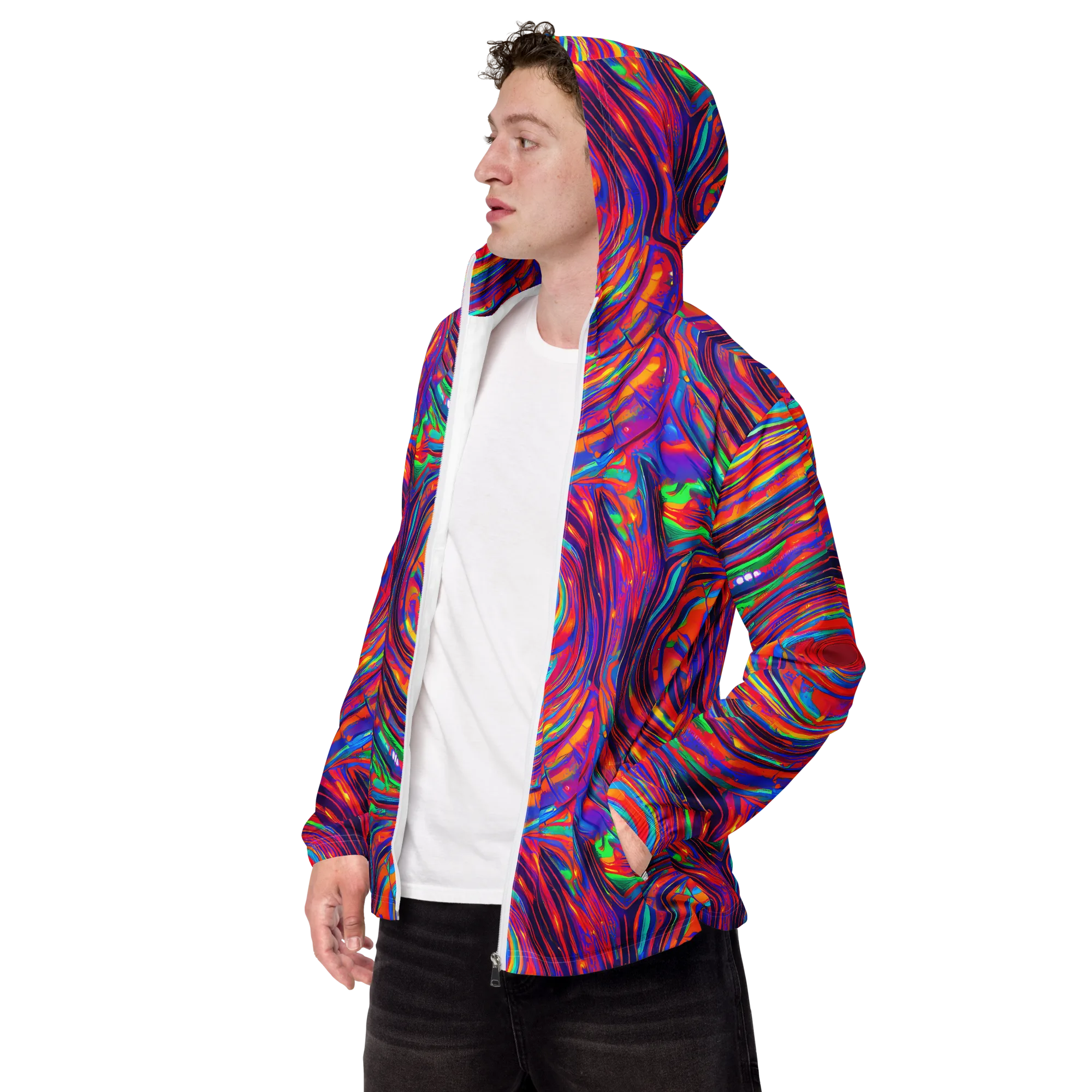 Quantum Spiral on Men's Windbreaker — Left Front