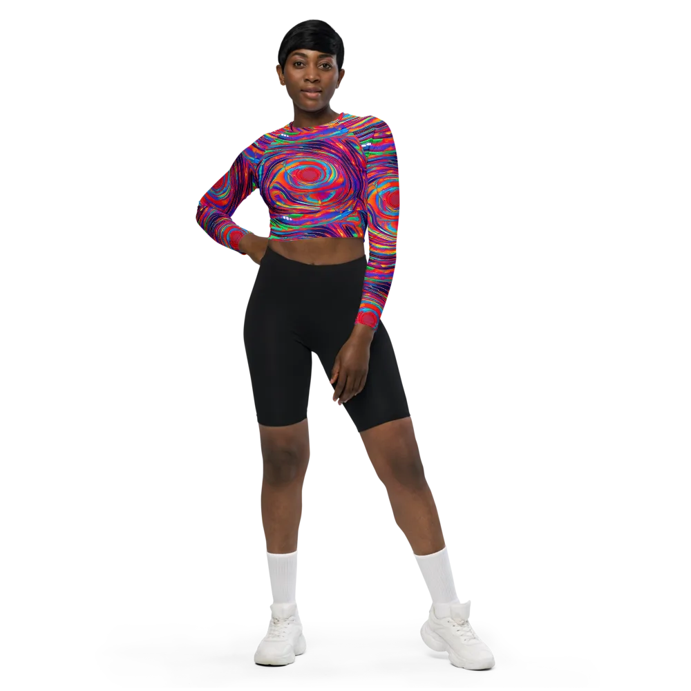 Quantum Spiral on Long Sleeve Crop Top — Front