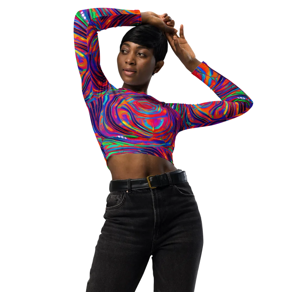 Quantum Spiral on Long Sleeve Crop Top — Front