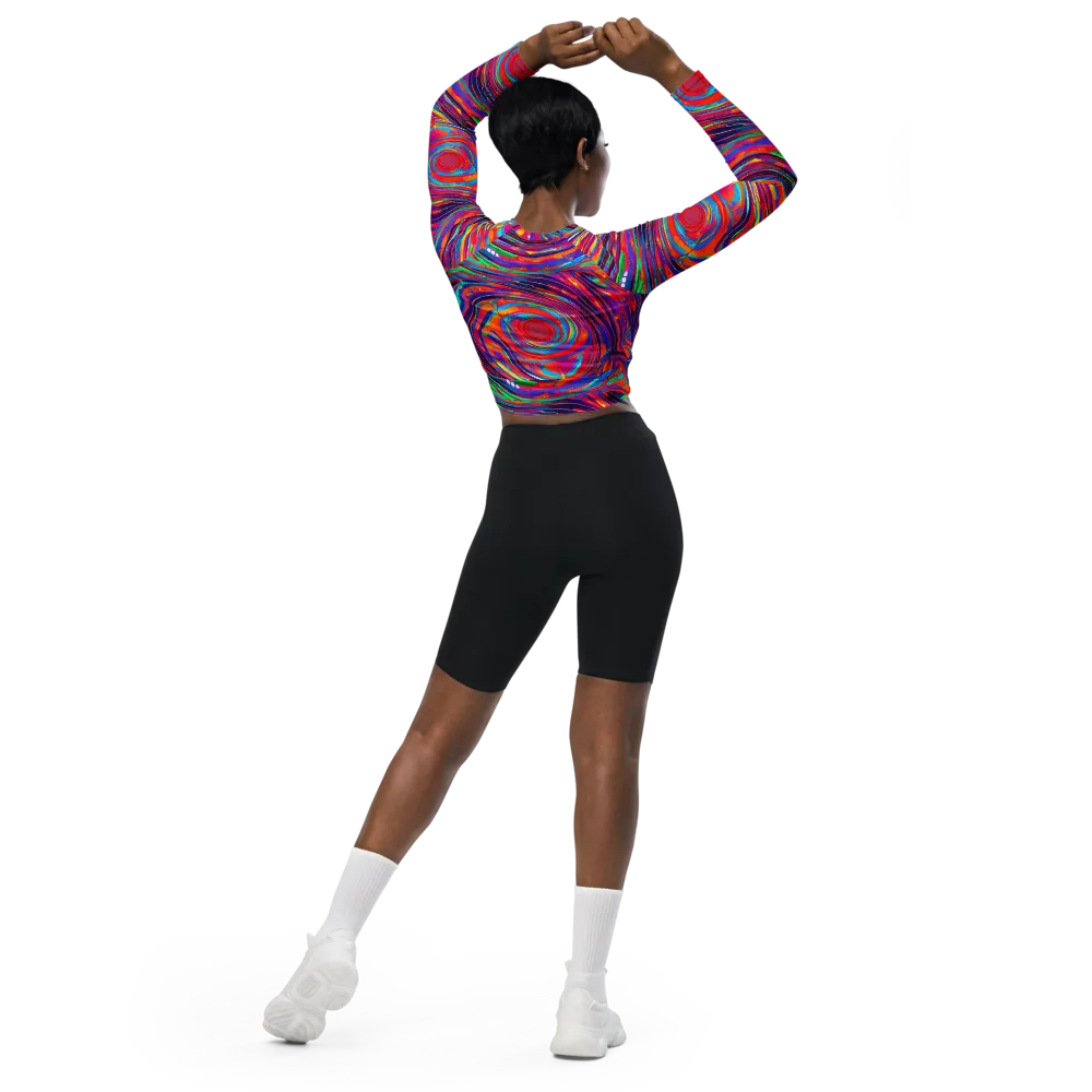 Quantum Spiral on Long Sleeve Crop Top — Back