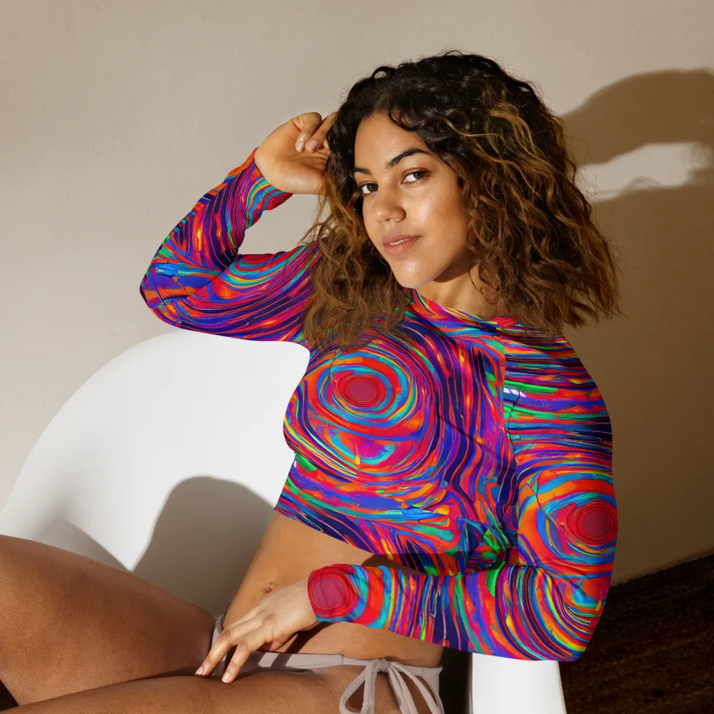 Quantum Spiral on Long Sleeve Crop Top — Left Front