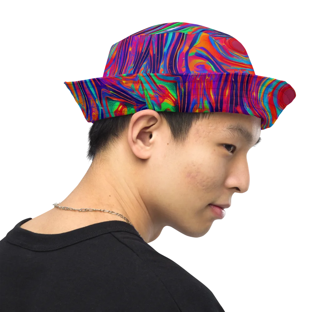 Quantum Spiral on Reversible Bucket Hat — Right Outside
