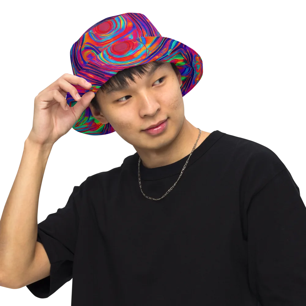 Quantum Spiral on Reversible Bucket Hat — Front Inside
