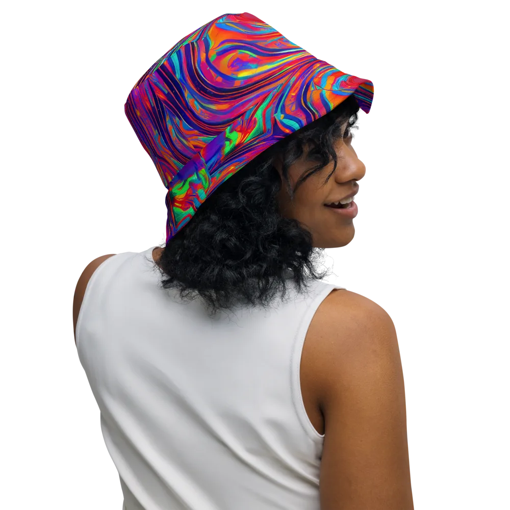 Quantum Spiral on Reversible Bucket Hat — Right Outside