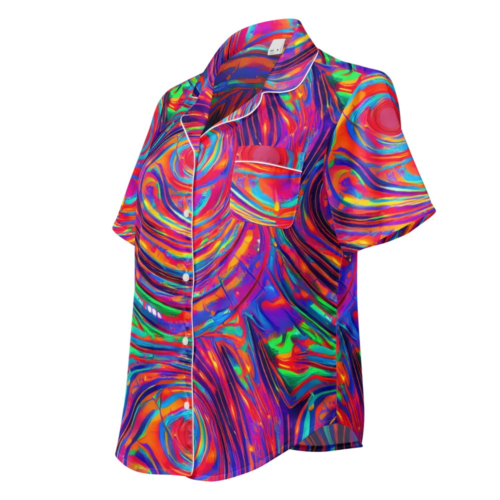 Quantum Spiral on Women's Short Sleeve Pajama Top — Left Front