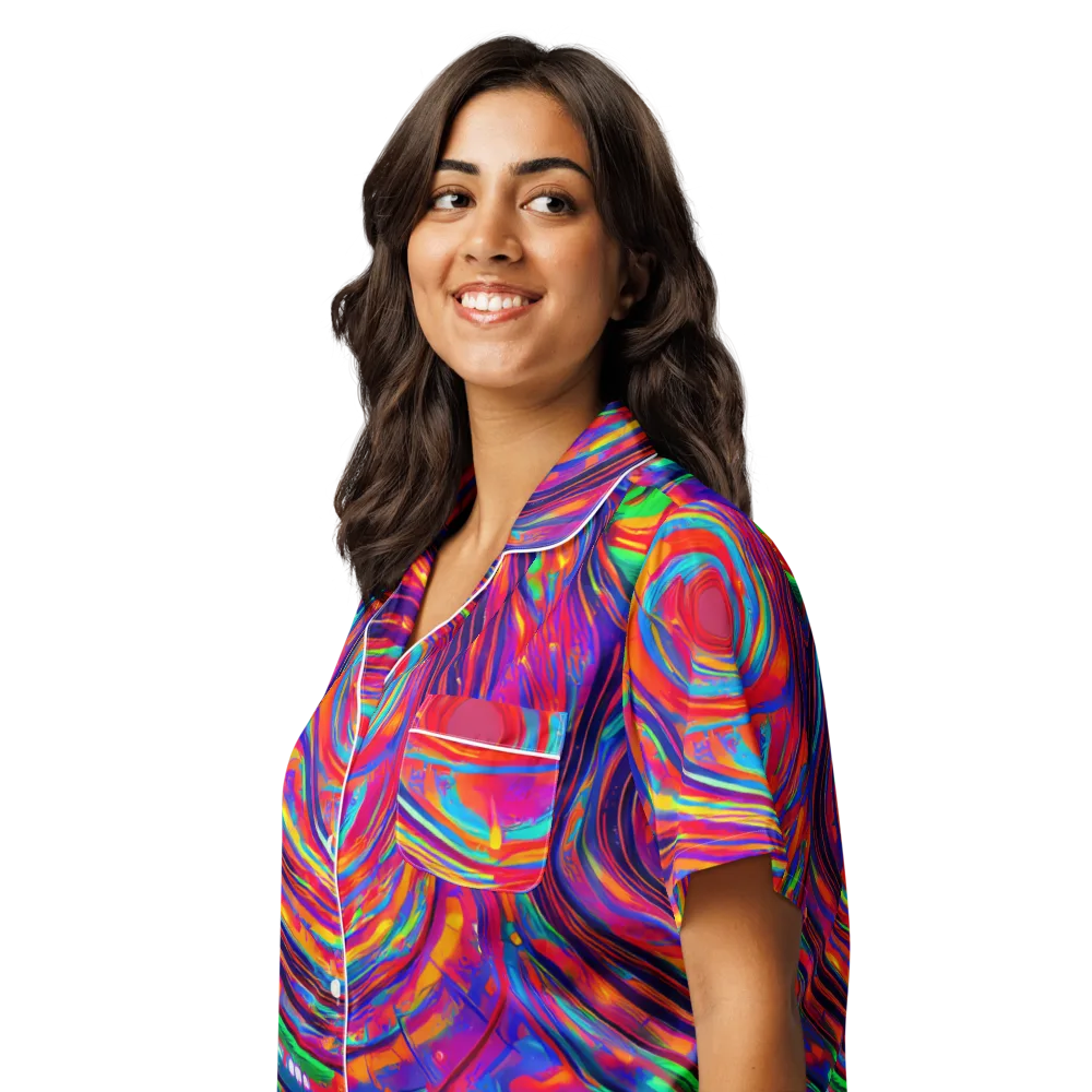 Quantum Spiral on Women's Short Sleeve Pajama Top — Left Front