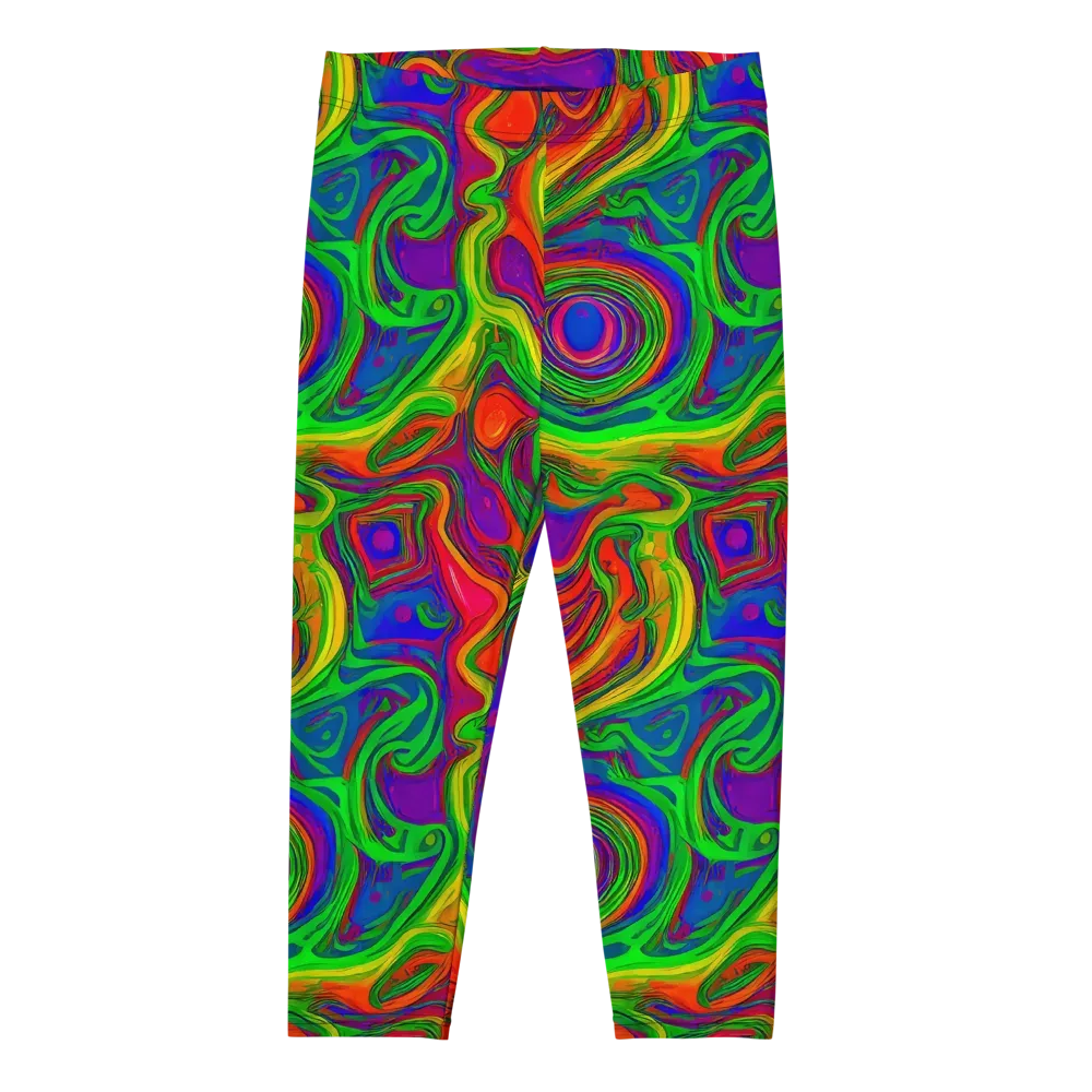 Psychedelic Waves on Capri Leggings — Front