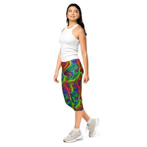 Psychedelic Waves on a Capri Leggings