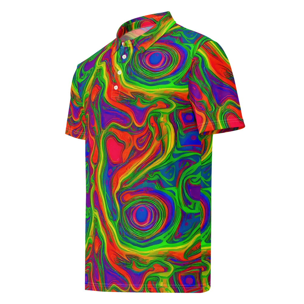 Psychedelic Waves on Men's Slim Fit Polo Shirt — Left Front