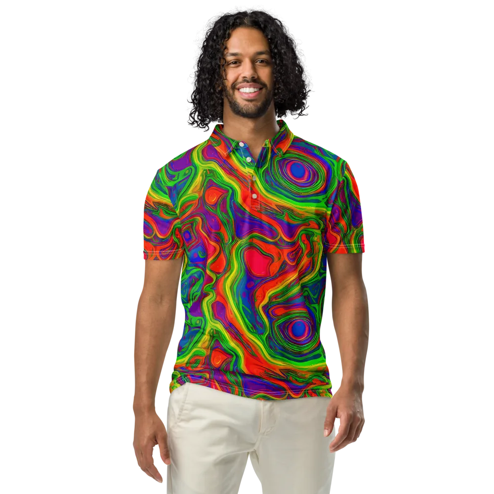 Psychedelic Waves on Men's Slim Fit Polo Shirt — Front