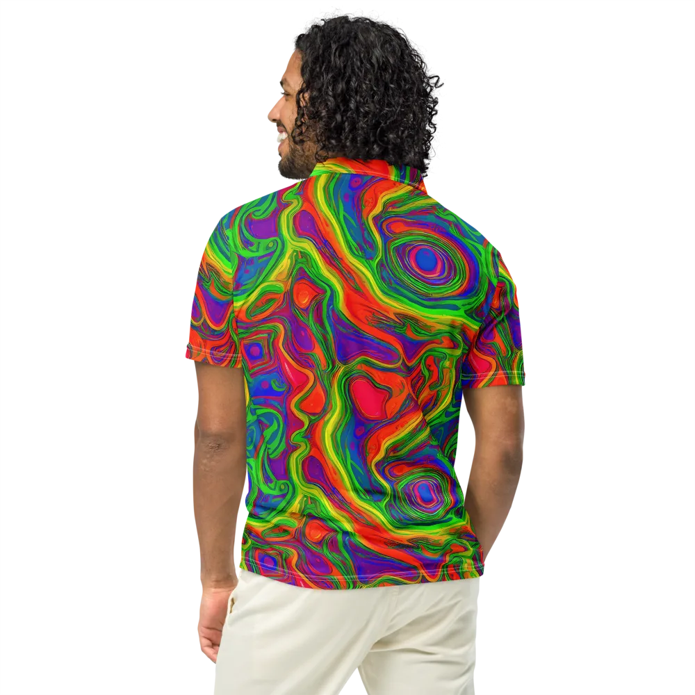 Psychedelic Waves on Men's Slim Fit Polo Shirt — Back