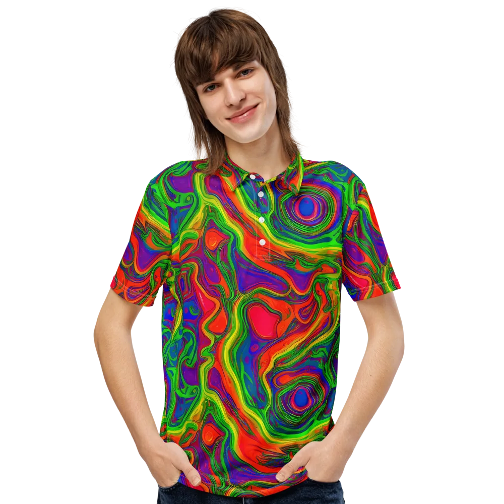 Psychedelic Waves on Men's Slim Fit Polo Shirt — Front