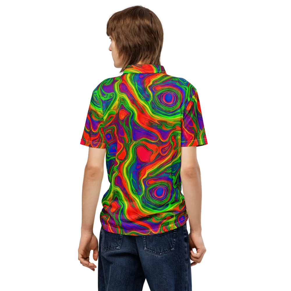 Psychedelic Waves on Men's Slim Fit Polo Shirt — Back