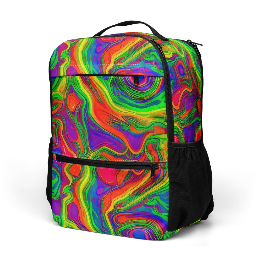 Psychedelic Waves on Utility Backpack — Left Front