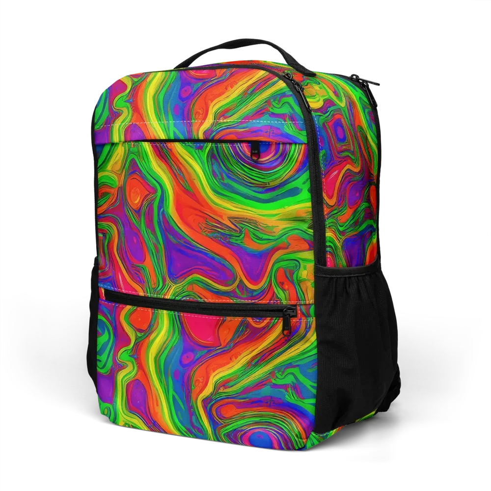 Psychedelic Waves on Utility Backpack — Left Front