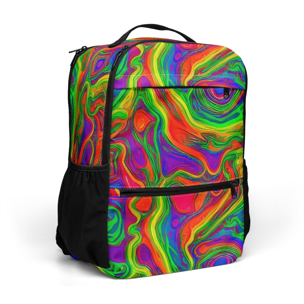 Psychedelic Waves on Utility Backpack — Right Front