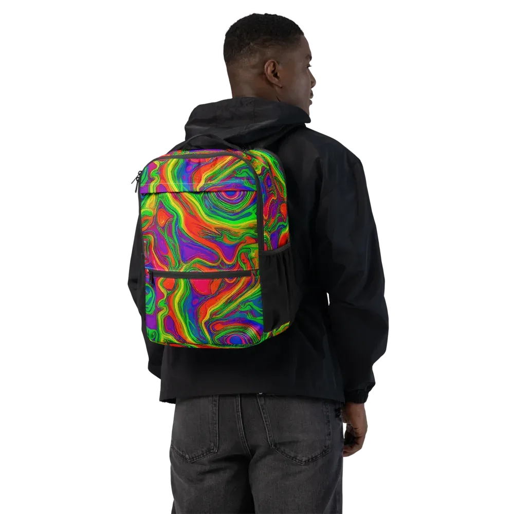 Psychedelic Waves on Utility Backpack — Back