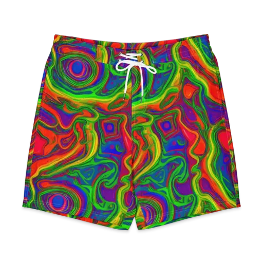 Psychedelic Waves on a Men's Board Shorts