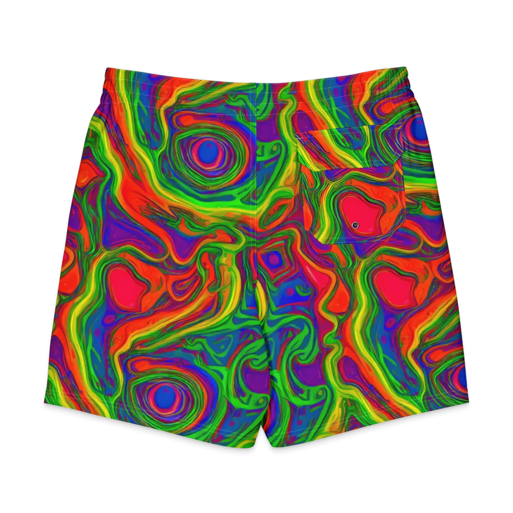 Psychedelic Waves on Men's Board Shorts — Back