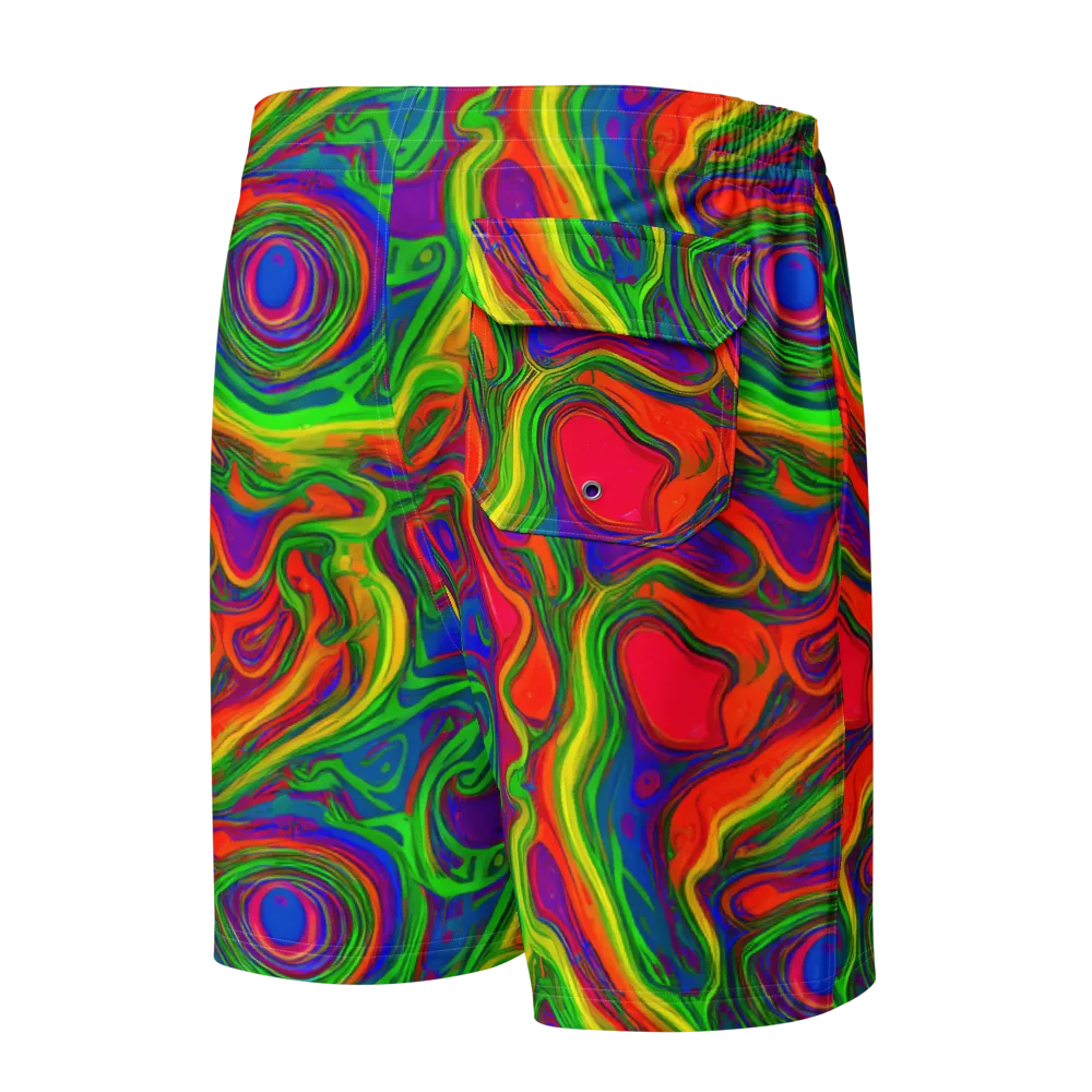 Psychedelic Waves on Men's Board Shorts — Back