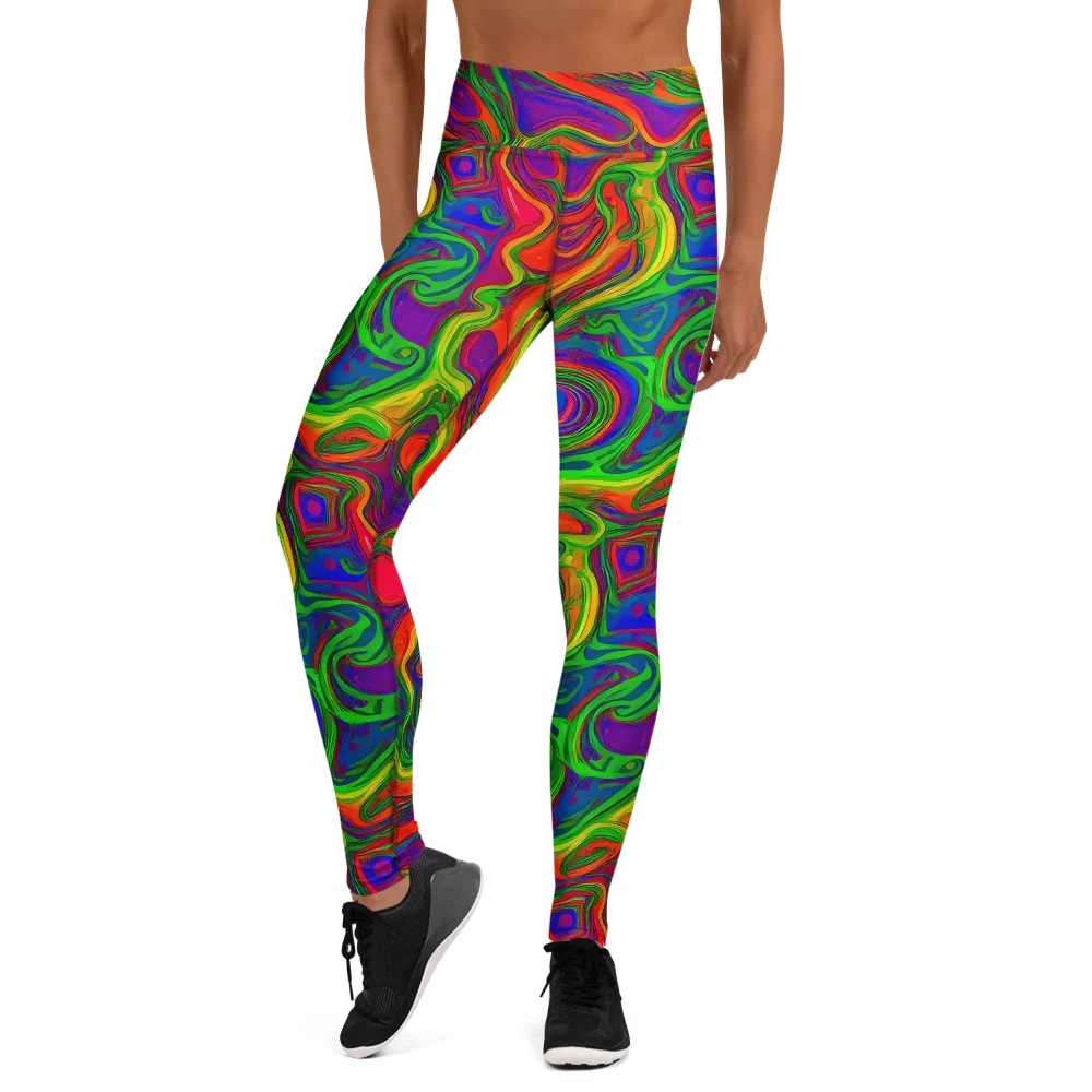 Psychedelic Waves on Yoga Leggings — Front