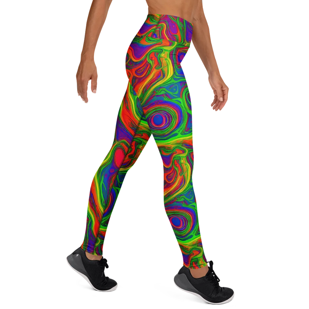 Psychedelic Waves on Yoga Leggings — Right
