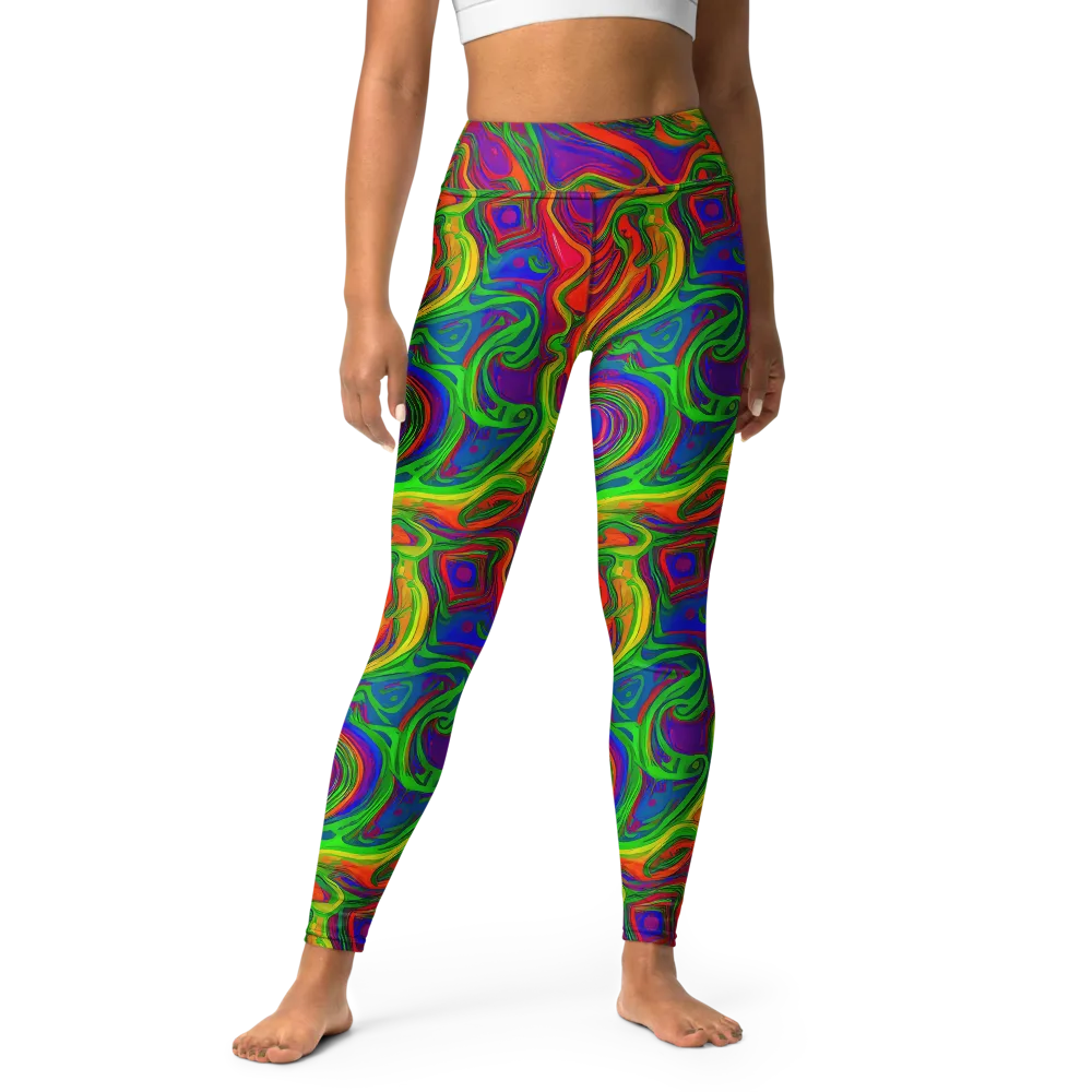 Psychedelic Waves on Yoga Leggings — Front