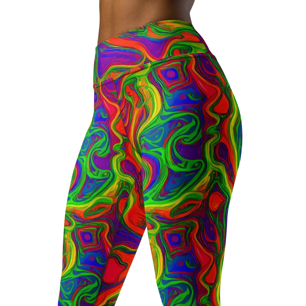 Psychedelic Waves on Yoga Leggings — Left Front