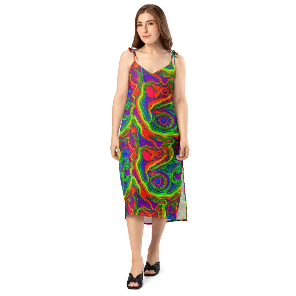 Psychedelic Waves on Slip Dress — Front